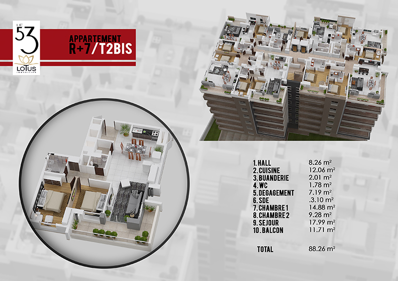 Plan appartement T2 BIS