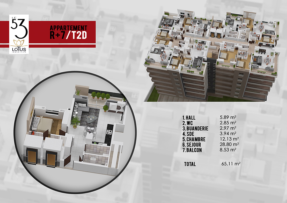 Plan appartement T2D